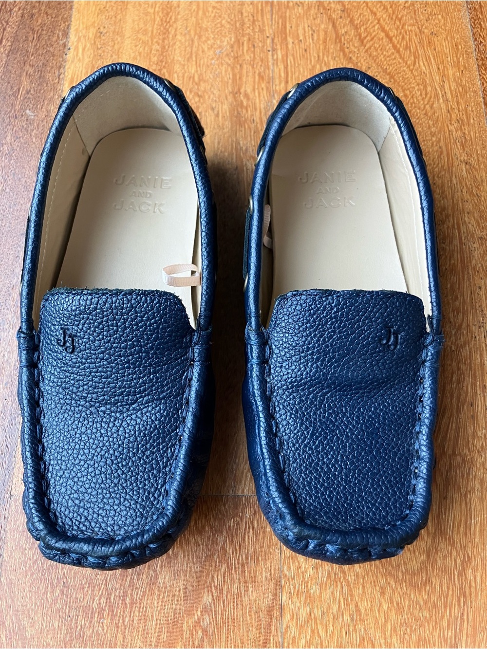 Janie and Jack Navy Pebbled Leather Slip-On Loafers